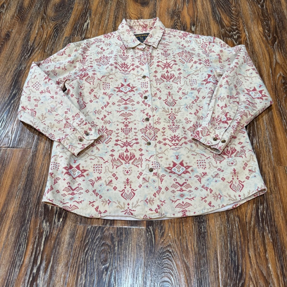 Woolrich Beige and Red Printed Button-Down Shirt
